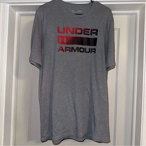 Under Armour Men's T-Shirt in Gray with Red Logo